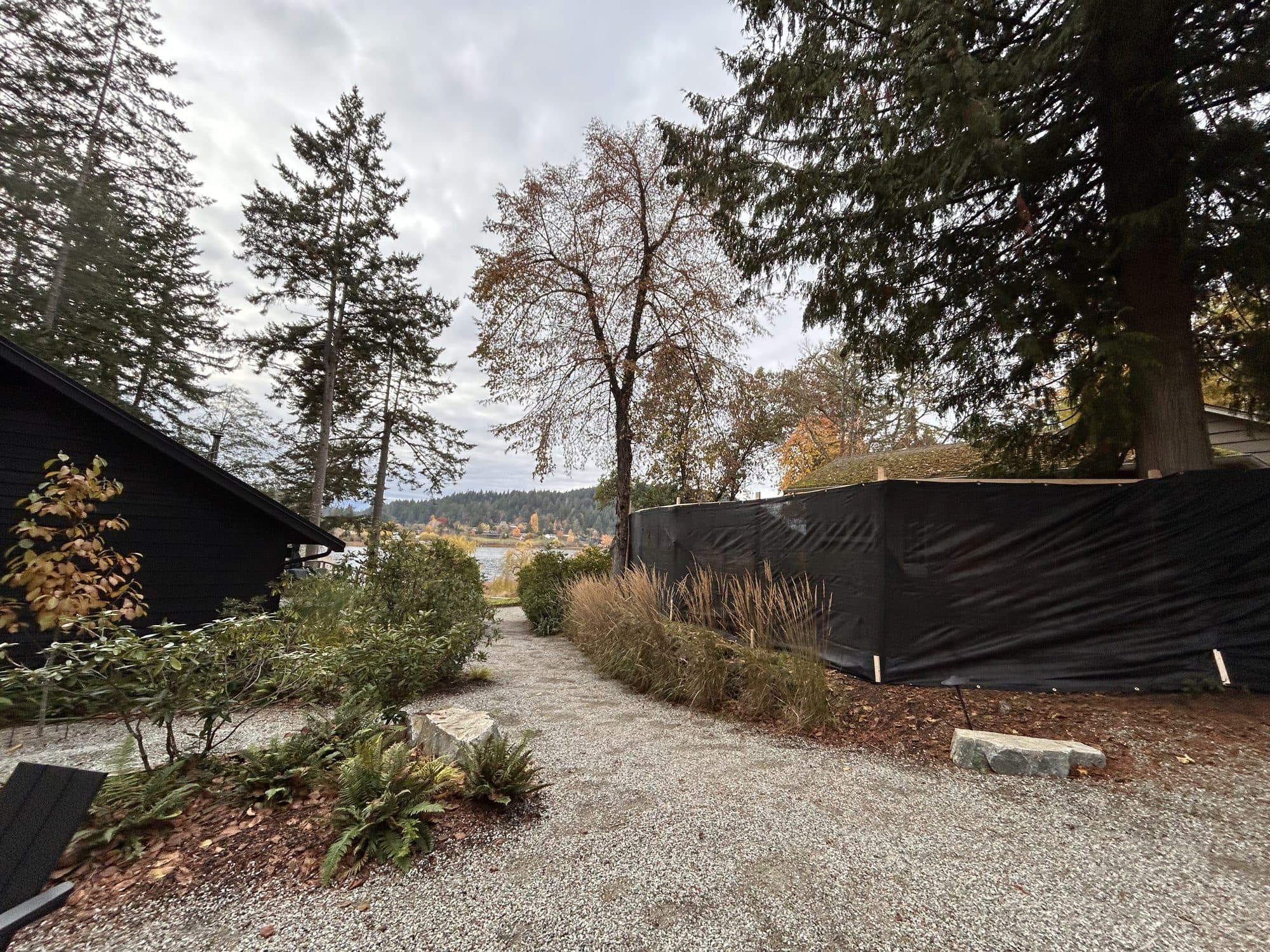 The gathering area between Cabins 6 and 9 at St Mary's Lake